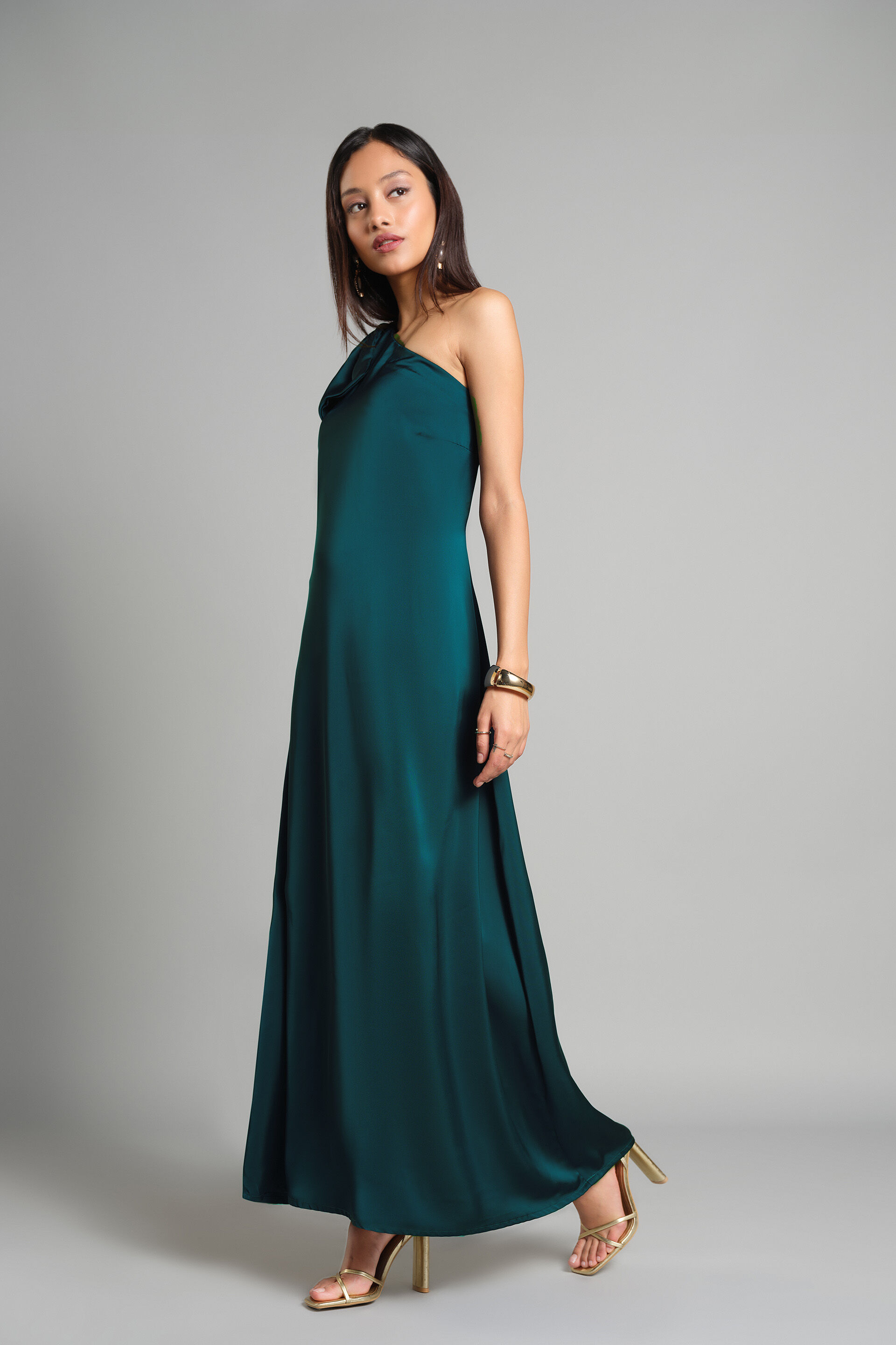 Perched Peacock Maxi Dress, Teal, image 6